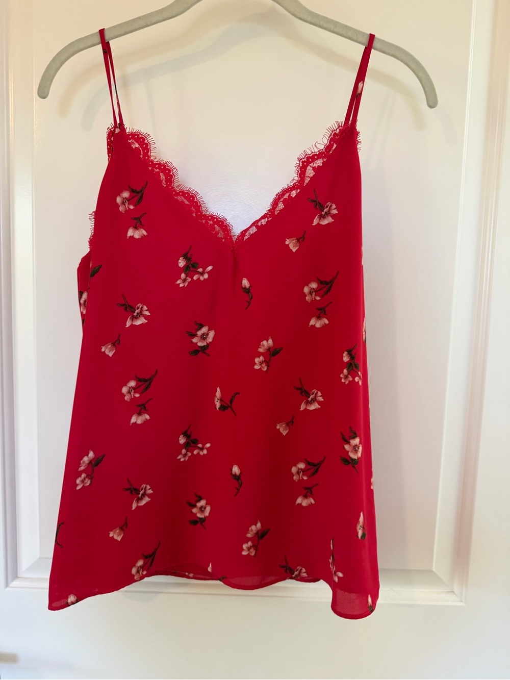 Socialite Red Floral Lace Trim Camisole